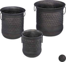 Osłonka na doniczkę antyk 3 szt. Antracyt Relaxdays