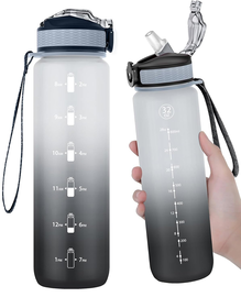 Butelka sportowa 1L z słomką czarna/szara EYQ