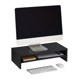 Stojak na monitor z dodatkową półką czarny Relaxdays