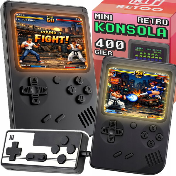 PRZENOŚNA RETRO KONSOLA EMULATOR 400 GIER + PAD