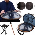 HANDPAN 22'' Stalowy bęben językowy ręczny z dwoma młotkami ciemnoniebieski