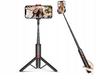 Aluminiowy selfie stick + pilot ATUMTEK 80 cm - czerowny