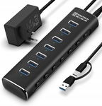 Koncentrator USB HUB 3.2 z zasilaczem RSHTECH Gen2 z 7 portami (10 Gbps)