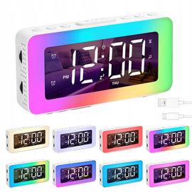 Zegarek Elektroniczny Stojący Budzik Alarm Biały