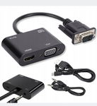 Adapter VGA na HDMI + VGA Splitter multiport przejściówka HUB D-Sub + jack