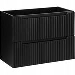 CZARNA ryflowana szafka pod umywalkę 80 cm NOVA BLACK S2 82-80 z szufladami