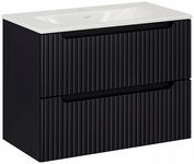 CZARNA szafka łazienkowa z umywalką 80 cm NOVA BLACK 82-80 z szufladami