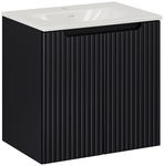 CZARNA szafka łazienkowa z umywalką 60 cm NOVA BLACK 82-60 RYFLOWANY front