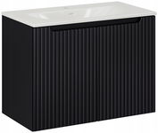 CZARNA szafka łazienkowa z umywalką 80 cm NOVA BLACK 82-80 RYFLOWANY front