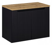 CZARNA ryflowana szafka łazienkowa NOVA BLACK 82-80 2D z blatem 80 cm OAK