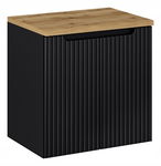 CZARNA ryflowana szafka łazienkowa NOVA BLACK 82-60 2D z blatem 60 cm OAK