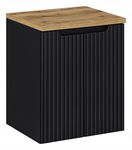 CZARNA ryflowana szafka łazienkowa NOVA BLACK 82-50 2D z blatem 50 cm OAK