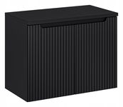 CZARNA szafka łazienkowa z blatem 80 cm NOVA BLACK 82-80 RYFLOWANY front