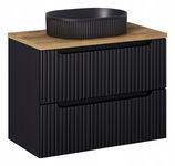 CZARNA szafka łazienkowa z szufladami NOVA BLACK z umywalką i blat OAK 80cm