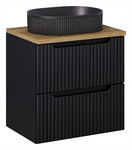 CZARNA szafka łazienkowa NOVA BLACK z umywalką i blat OAK 60cm z szufladami