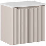 KASZMIROWA ryflowana szafka NOVA CASHMERE 82-60 2D z blatem 60 cm WHITE
