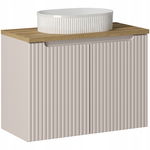 KASZMIROWA ryflowana szafka NOVA CASHMERE z umywalką i blatem 80 cm OAK