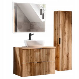 Zestaw mebli łazienkowych ADEL OAK 80 z umywalką SMILE i lustrem ALICE