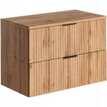 Ryflowana szafka po umywalkę 80 cm z blatem ADEL OAK 82-80 dąb wotan