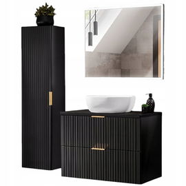 Zestaw mebli łazienkowych ADEL BLACK 80 z umywalką SMILE i lustrem ALICE