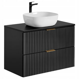 Szafka łazienkowa ADEL BLACK 82-80 z blatem i umywalką SMILE