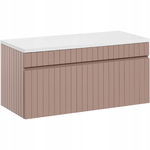 Ryflowana szafka pod umywalkę ICONIC ROSE 82-100 z blatem WHITE 100 cm