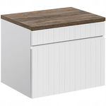 Ryflowana szafka pod umywalkę ICONIC WHITE 82-60 z blatem SANTA FE VINTAGE