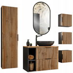 Zestaw mebli łazienkowych 80 cm XILO BLACK z umywalką MONA i lustrem LED