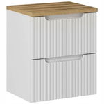 BIAŁA ryflowana szafka pod umywalkę 50 cm NOVA WHITE 82-50-2S z blatem OAK