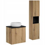 Meble łazienkowe 60cm NOVA OAK 82-60-2D z blatem, umywalką Wiki i słupkiem