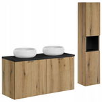 Szafka pod umywalkę 120 cm NOVA OAK z blatem i umywalką oraz słupkiem