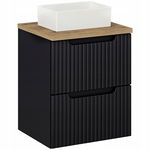 CZARNA szafka łazienkowa NOVA BLACK 82-50 z umywalką i blatem OAK 50 cm