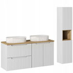BIAŁE meble łazienkowe 120 cm NOVA WHITE 82-60 z umywalkami i słupkiem