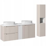 KASZMIROWE RYFLOWANE meble NOVA CASHMERE szafka 140 cm umywalki i słupek
