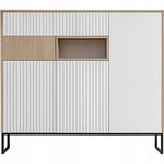 Elegancka biała komoda ZOE K02 3D2S jodełka scandi na czarnym stelażu