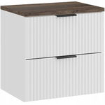 Ryflowana szafka pod umywalkę 60 cm ADEL WHITE z blatem SANTA FE VINTAGE
