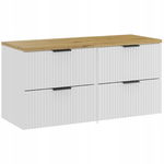 Ryflowana szafka pod umywalkę 120 cm ADEL WHITE z blatem DĄB ARTISAN