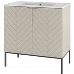 Kaszmirowa ryflowana szafka z umywalką 80 cm ASPEN-09 czarne nóżki