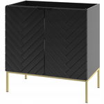 Czarna ryflowana szafka pod umywalkę 80 cm ASPEN-08-BM złoty stelaż