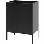 Czarna ryflowana szafka pod umywalkę 60 cm ASPEN-09-CM czarny stelaż