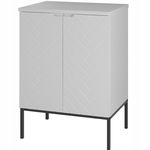 Biała ryflowana szafka z blatem 60 cm ASPEN-09-BM czarny stelaż