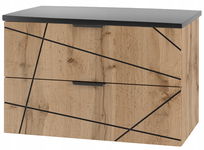 Szafka łazienkowa WOOD-01 z blatem 80 cm z szufladami DĄB WOTAN + CZARNY