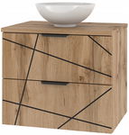 Szafka łazienkowa z umywalką i blatem 60 cm WOOD-02 z szufladami DĄB WOTAN