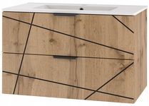 Szafka łazienkowa WOOD-01 z umywalką 80 cm z szufladami DĄB WOTAN