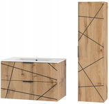 Zestaw mebli łazienkowych WOOD-01 szafka z umywalką 80cm i słupek DĄB WOTAN