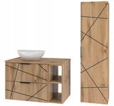 Meble łazienkowe WOOD-02 szafka z umywalką i blatem 80cm + słupek DĄB WOTAN