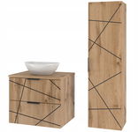 Meble łazienkowe WOOD-02 szafka z umywalką i blatem 60cm + słupek DĄB WOTAN