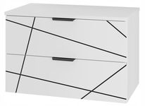 Szafka łazienkowa WOOD z blatem 80 cm z szufladami BIAŁY MAT + czarne paski