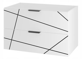 Szafka łazienkowa 80 cm WOOD z szufladami BIAŁY MAT + czarne paski