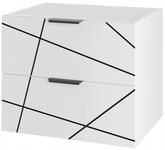 Szafka łazienkowa 60 cm WOOD z szufladami BIAŁY MAT + czarne paski